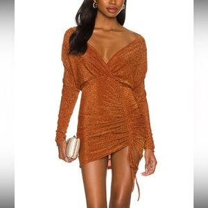 Superdown Shimmering Rust Long Sleeve Dress